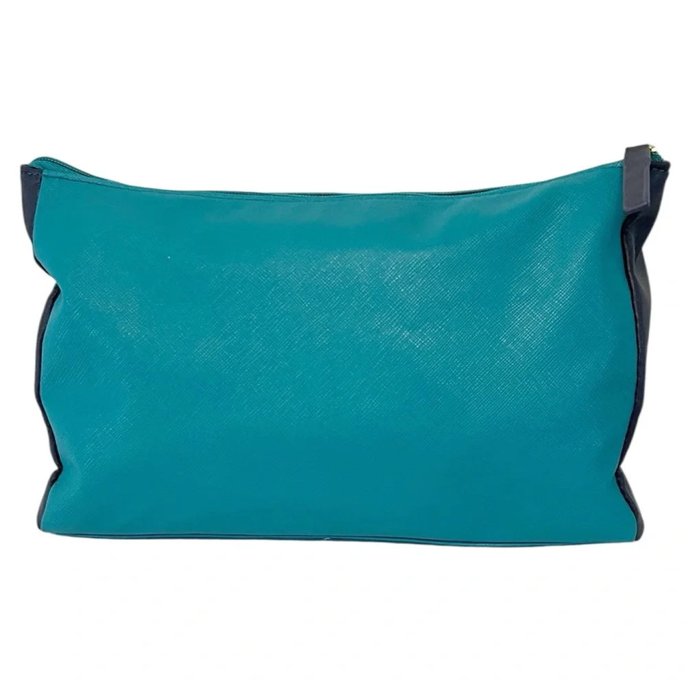 Estée Lauder Turquoise and Navy Cosmetics Bag with Zipper Accents